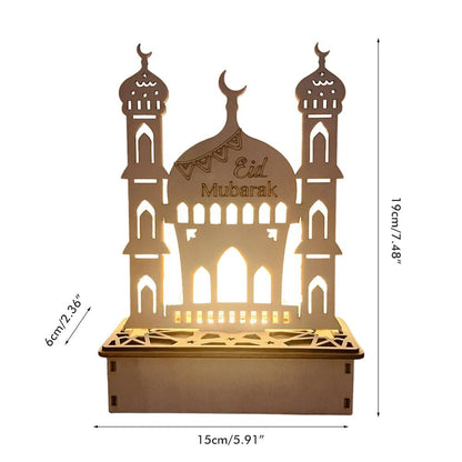 Wooden LED Lamp Ramadan Decoration Portable Eid Ramadan LED Night Light Table Ornament Ideal for Eid Ramadan V1294-YM0523-10336087