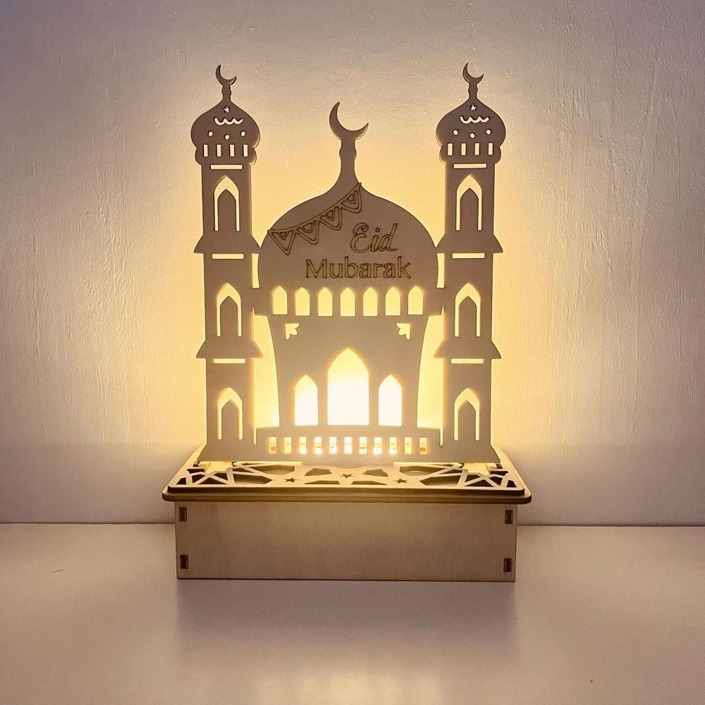 Wooden LED Lamp Ramadan Decoration Portable Eid Ramadan LED Night Light Table Ornament Ideal for Eid Ramadan V1294-YM0523-10336087