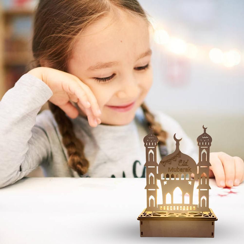 Wooden LED Lamp Ramadan Decoration Portable Eid Ramadan LED Night Light Table Ornament Ideal for Eid Ramadan V1294-YM0523-10336087