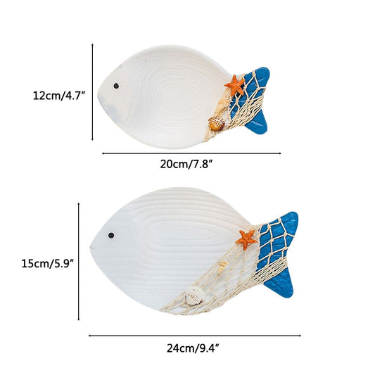 Wood Fish Hanging Ornament Wooden Fish Wall Art Decor for Beach Theme Fish Sculpture V1294-YM0523-10336205
