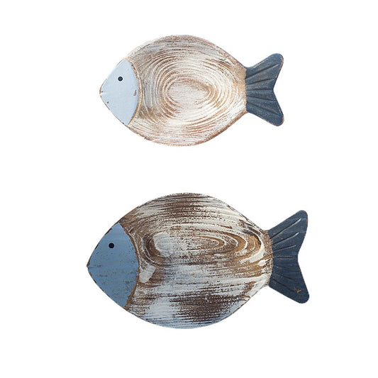 Wood Fish Hanging Ornament Wooden Fish Wall Art Decor for Beach Theme Fish Sculpture V1294-YM0523-10336208