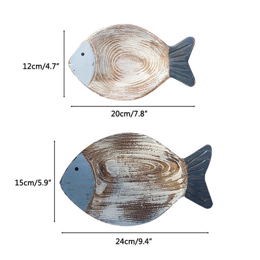 Wood Fish Hanging Ornament Wooden Fish Wall Art Decor for Beach Theme Fish Sculpture V1294-YM0523-10336208