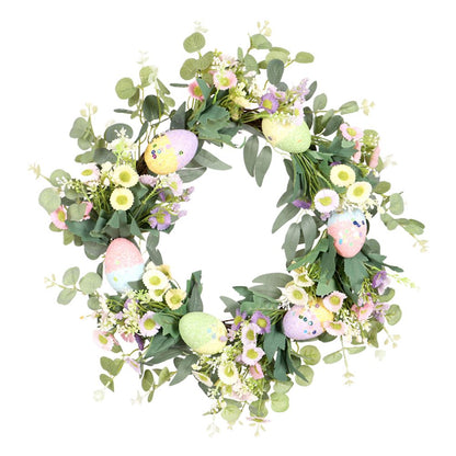 Easter Wreath Easter Eggs Daisy Garland Simulation Plants Door Hanger Easter Decoration V1294-YM0523-10336318