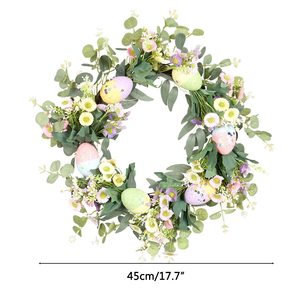 Easter Wreath Easter Eggs Daisy Garland Simulation Plants Door Hanger Easter Decoration V1294-YM0523-10336318