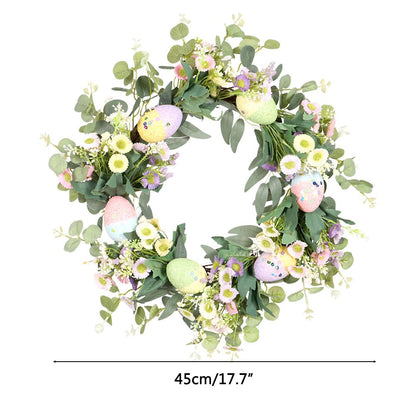 Easter Wreath Easter Eggs Daisy Garland Simulation Plants Door Hanger Easter Decoration V1294-YM0523-10336318