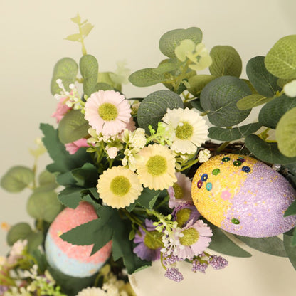 Easter Wreath Easter Eggs Daisy Garland Simulation Plants Door Hanger Easter Decoration V1294-YM0523-10336318