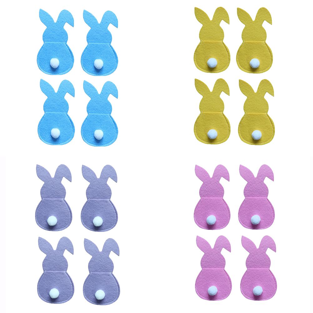 16Pcs Easter Bunny Cutlery Bags Rabbit Flatware Holder Tableware Utensil Storage Bags for Home Party Tabletop V1294-YM0523-10336499