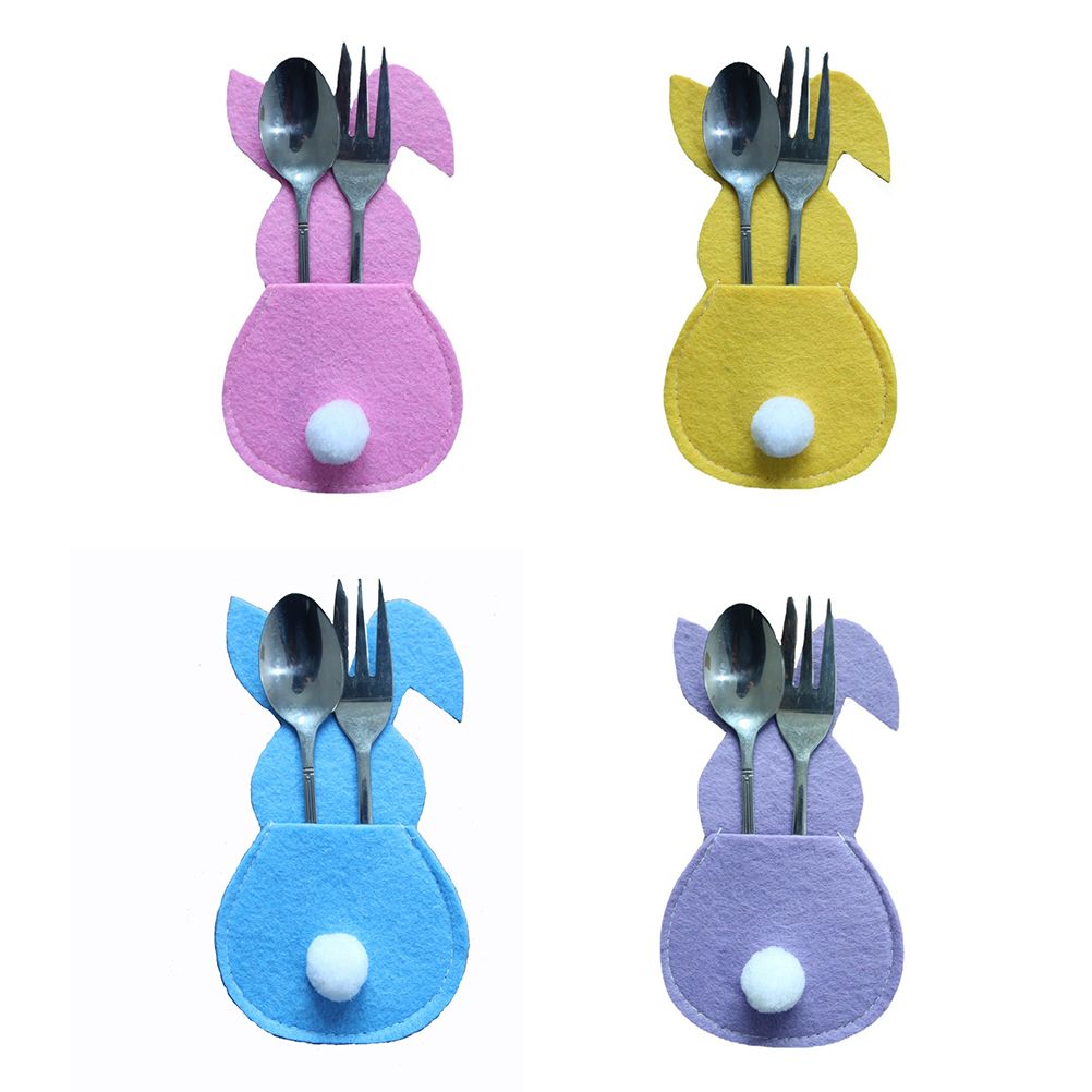 16Pcs Easter Bunny Cutlery Bags Rabbit Flatware Holder Tableware Utensil Storage Bags for Home Party Tabletop V1294-YM0523-10336499
