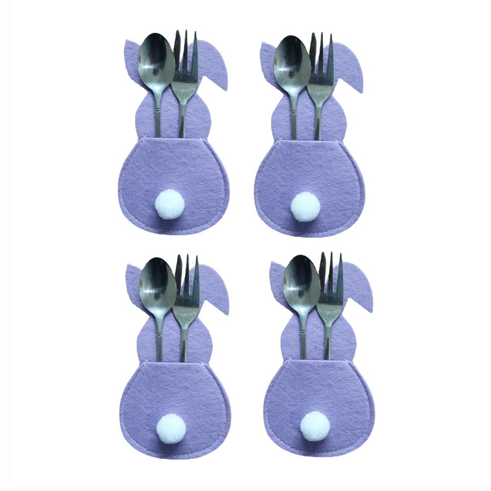 16Pcs Easter Bunny Cutlery Bags Rabbit Flatware Holder Tableware Utensil Storage Bags for Home Party Tabletop V1294-YM0523-10336499
