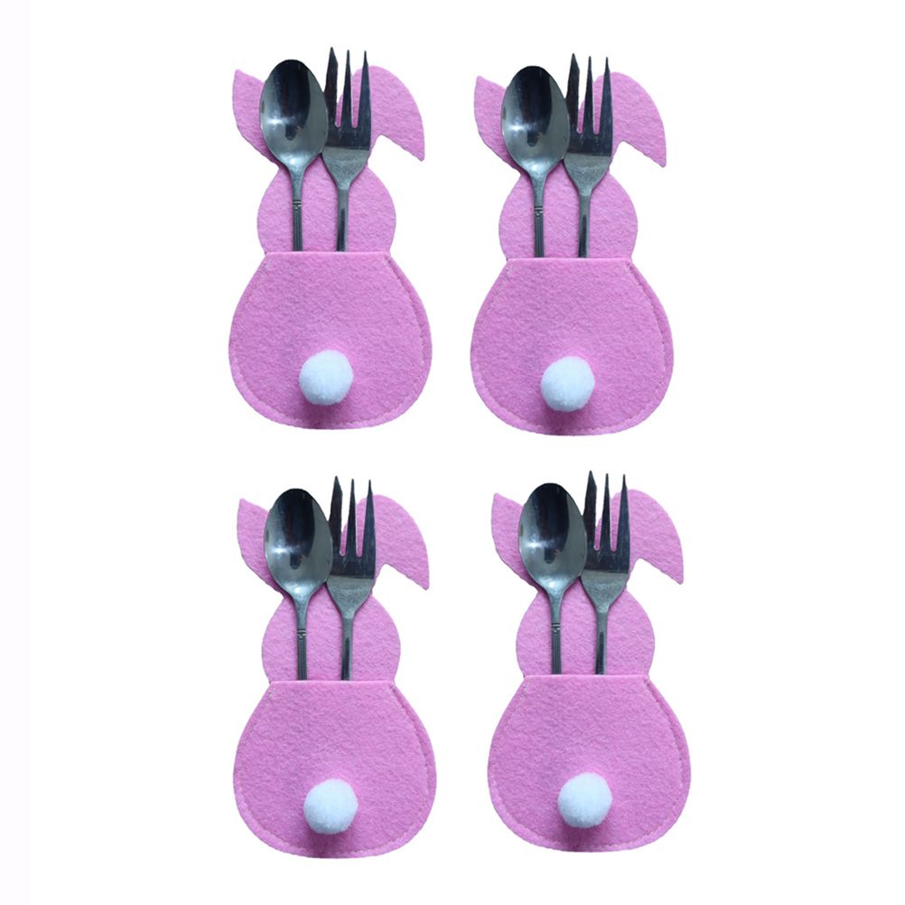 16Pcs Easter Bunny Cutlery Bags Rabbit Flatware Holder Tableware Utensil Storage Bags for Home Party Tabletop V1294-YM0523-10336499