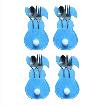 16Pcs Easter Bunny Cutlery Bags Rabbit Flatware Holder Tableware Utensil Storage Bags for Home Party Tabletop V1294-YM0523-10336499