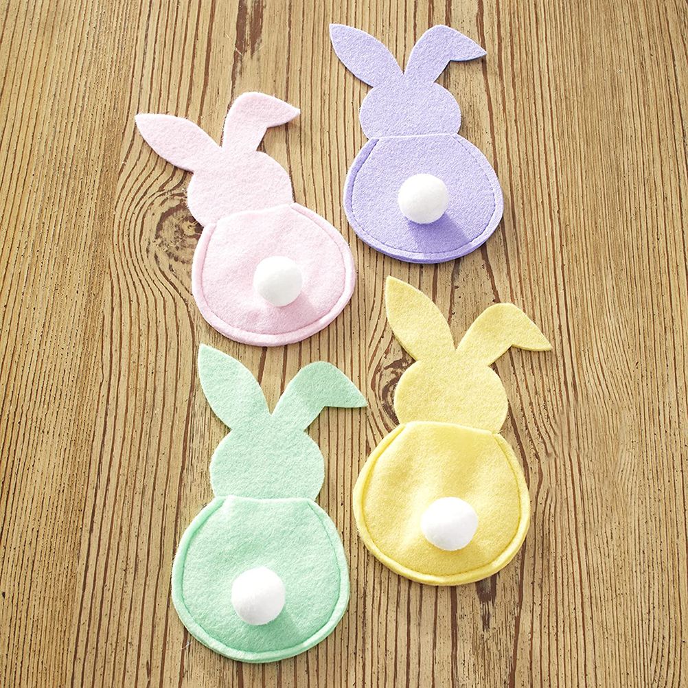 16Pcs Easter Bunny Cutlery Bags Rabbit Flatware Holder Tableware Utensil Storage Bags for Home Party Tabletop V1294-YM0523-10336499