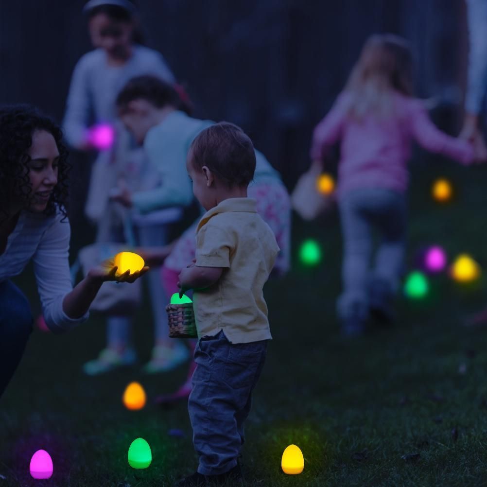 12Pcs Easter LED Luminous Egg Battery Operated Easter Simulation Decoration for Home Living Room Garden V1294-YM0523-10336899
