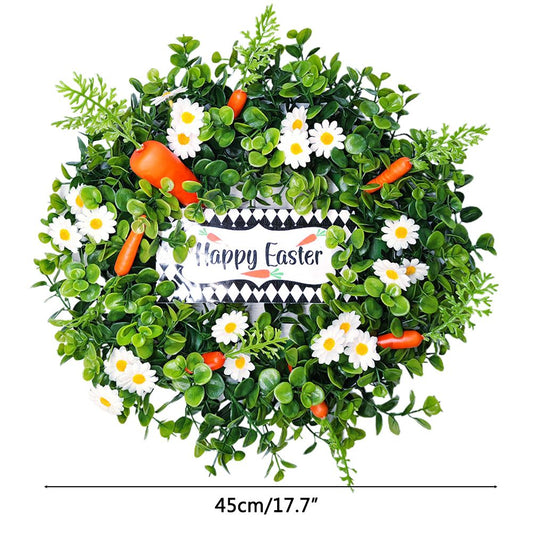 Easter Carrot Wreath Daisy Eucalyptus Wreath Indoor Outdoor Happy Easter Hanging Ornaments Home Front Door V1294-YM0523-10337126