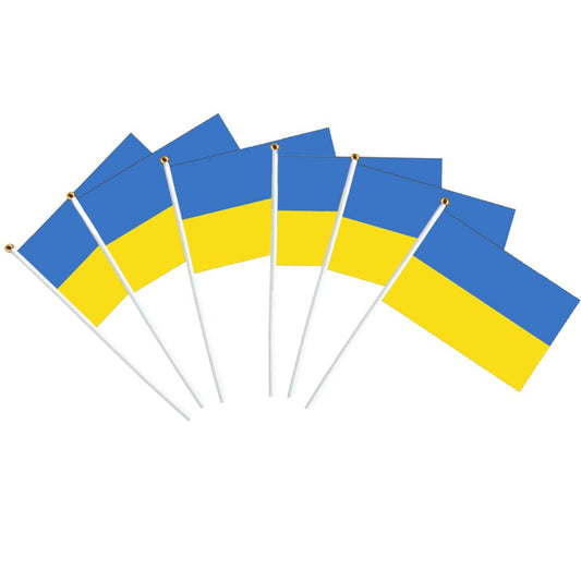 100Pcs Ukraine Hand Held Flags 21*30cm Ukrainian National Mini Stick Flags Party Festival Parades Parties V1294-YM0523-10337207