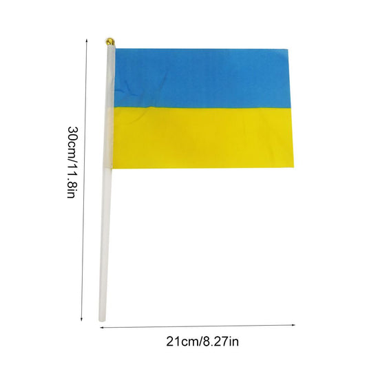 100Pcs Ukraine Hand Held Flags 21*30cm Ukrainian National Mini Stick Flags Party Festival Parades Parties V1294-YM0523-10337207
