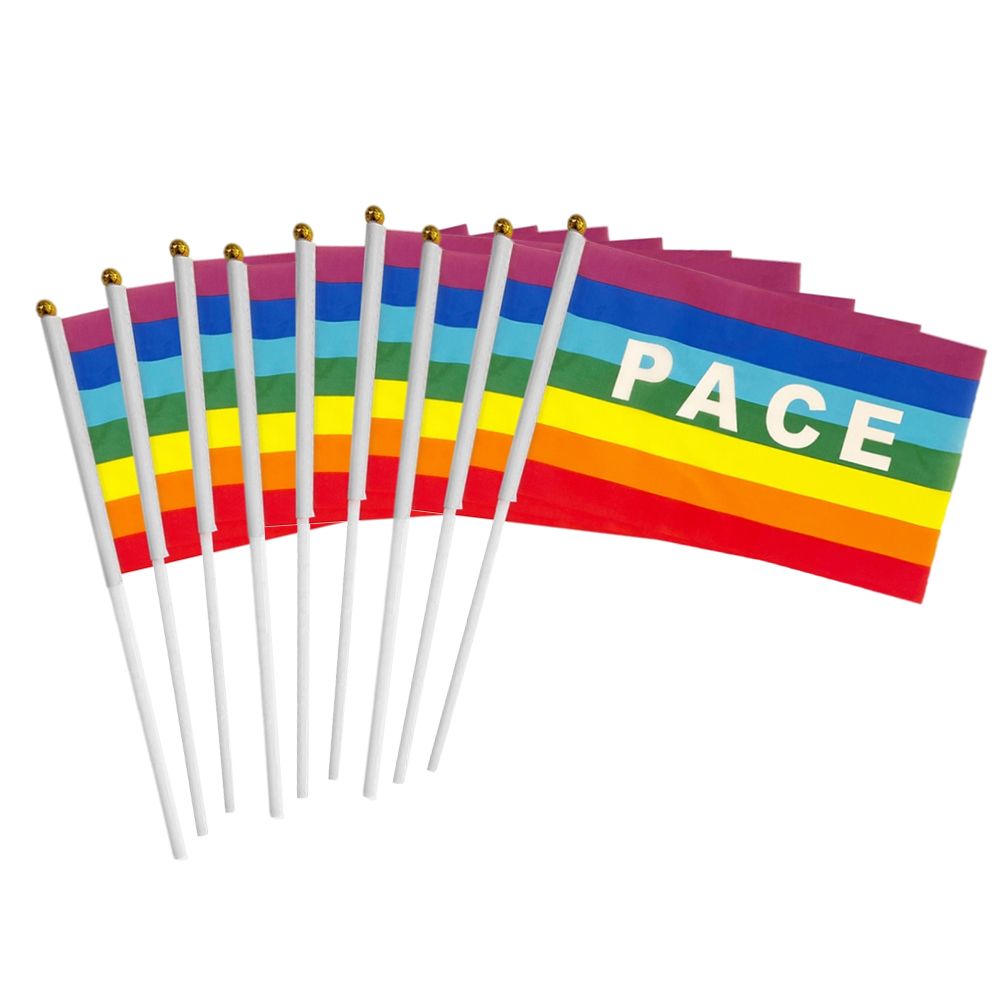 50/100Pcs Mini Peace Flag Rainbow Pacifist Flag Hand Held Polyester Peace Flag V1294-YM0523-10337352
