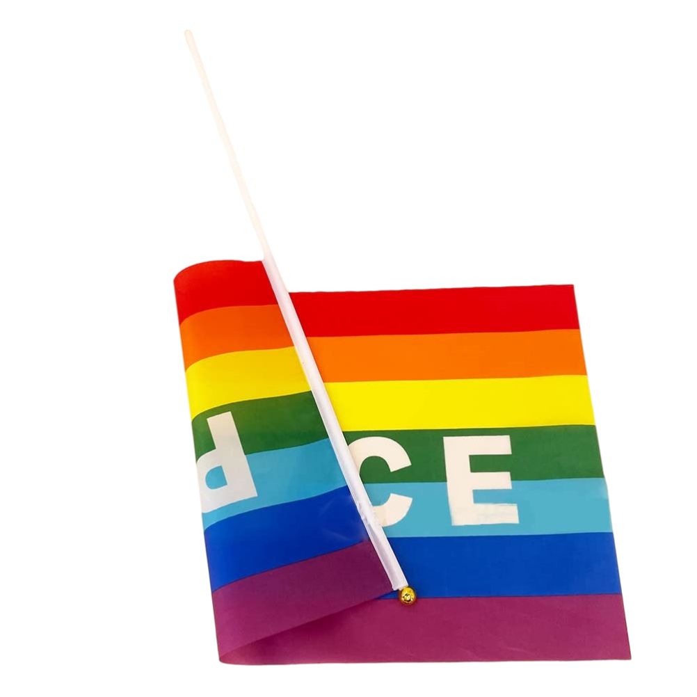 50/100Pcs Mini Peace Flag Rainbow Pacifist Flag Hand Held Polyester Peace Flag V1294-YM0523-10337352