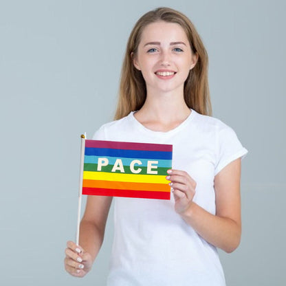 50/100Pcs Mini Peace Flag Rainbow Pacifist Flag Hand Held Polyester Peace Flag V1294-YM0523-10337352