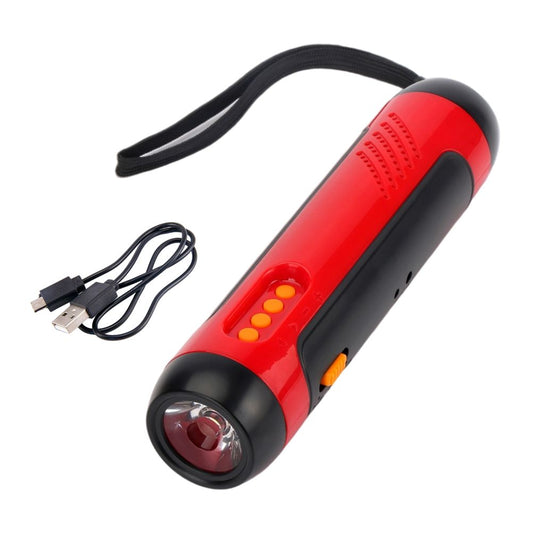 Portable Hand Crank Flashlight with Alarm FM Radio Function 1800mAh LED Generator Flashlight for Home Outdoor V1294-YM0523-10337478