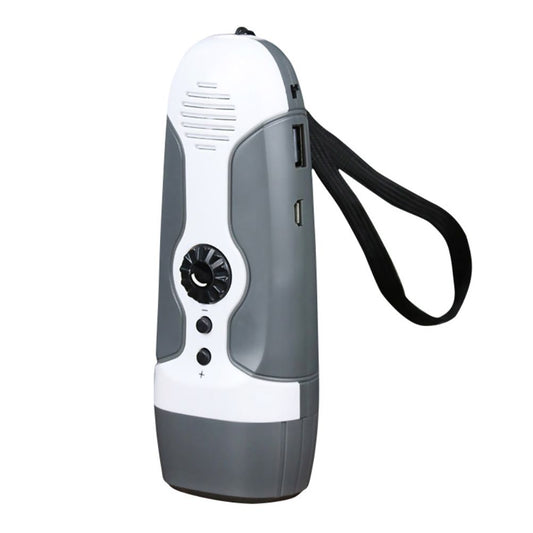 Hand Crank Charging Flashlight with 3 LED Light FM Radio Alarm for Travel Camping Mining Disaster V1294-YM0523-10337485