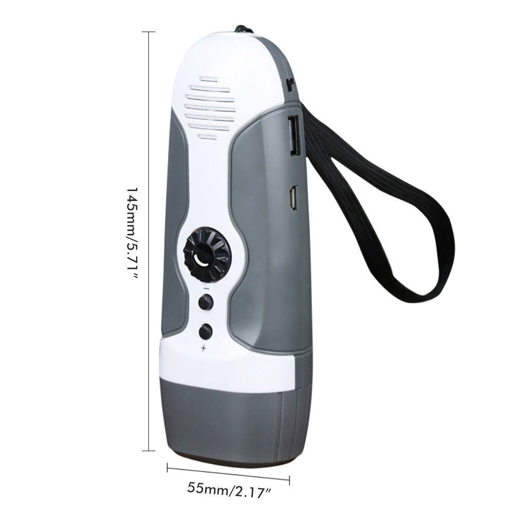 Hand Crank Charging Flashlight with 3 LED Light FM Radio Alarm for Travel Camping Mining Disaster V1294-YM0523-10337485