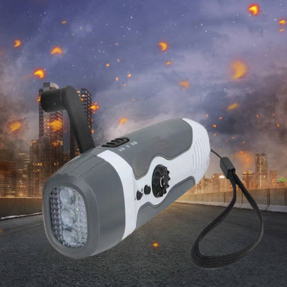 Hand Crank Charging Flashlight with 3 LED Light FM Radio Alarm for Travel Camping Mining Disaster V1294-YM0523-10337485