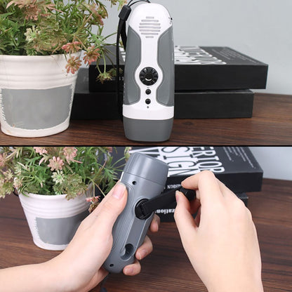 Hand Crank Charging Flashlight with 3 LED Light FM Radio Alarm for Travel Camping Mining Disaster V1294-YM0523-10337485