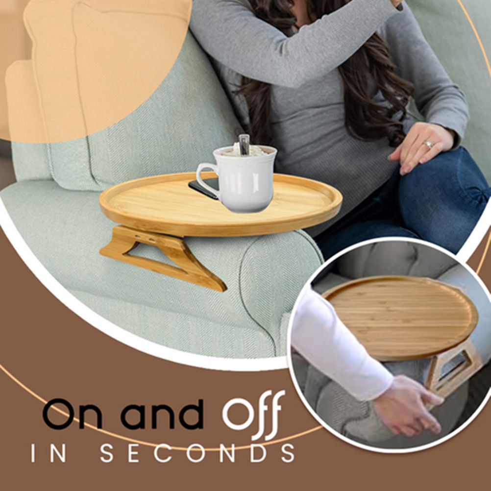 Clip On Tray Sofa Table Portable Couch Arm Tray Table Natural Bamboo Sofa Armrest Clip On Tray for Eating and V1294-YM0523-10337581