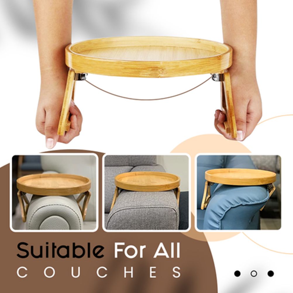 Clip On Tray Sofa Table Portable Couch Arm Tray Table Natural Bamboo Sofa Armrest Clip On Tray for Eating and V1294-YM0523-10337581