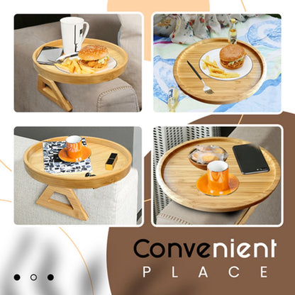 Clip On Tray Sofa Table Portable Couch Arm Tray Table Natural Bamboo Sofa Armrest Clip On Tray for Eating and V1294-YM0523-10337581