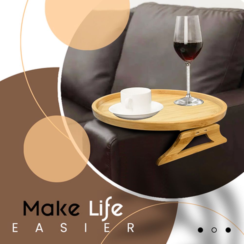 Clip On Tray Sofa Table Portable Couch Arm Tray Table Natural Bamboo Sofa Armrest Clip On Tray for Eating and V1294-YM0523-10337581
