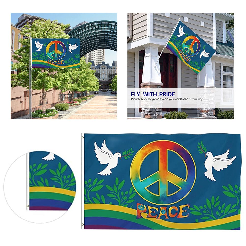 World Peace Flag 90 x 150 cm Large Polyester Peace Flag for Backyard Garden Playground V1294-YM0523-10337787