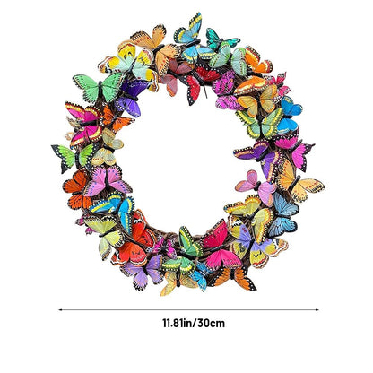Artificial Butterfly Wreath Outdoor Decorative Welcome Wreath for Front Door Wall Window Spring Party V1294-YM0523-10337870