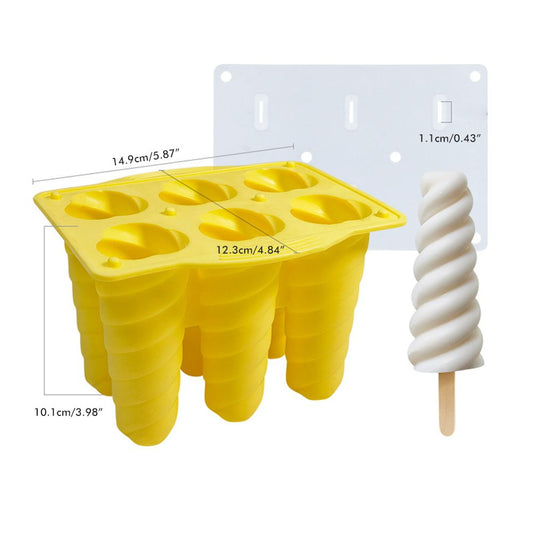 6 Cavity Carambola Silicone Ice Cream Mold with Lid DIY Ice Lolly Mold Popsicle Ice Mould V1294-YM0523-10338192