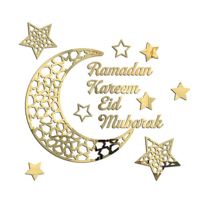 Ramadan Crescent Acrylic Mirror Sticker 3D Self Adhesive Wall Sticker for Doors Windows Closets V1294-YM0523-10338295