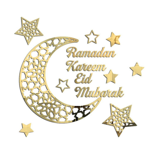 Ramadan Crescent Acrylic Mirror Sticker 3D Self Adhesive Wall Sticker for Doors Windows Closets V1294-YM0523-10338295