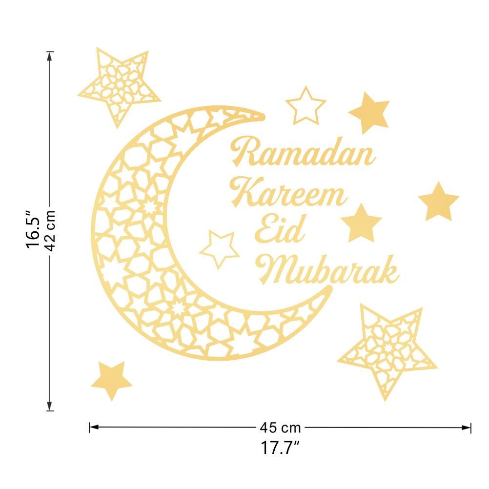 Ramadan Crescent Acrylic Mirror Sticker 3D Self Adhesive Wall Sticker for Doors Windows Closets V1294-YM0523-10338295