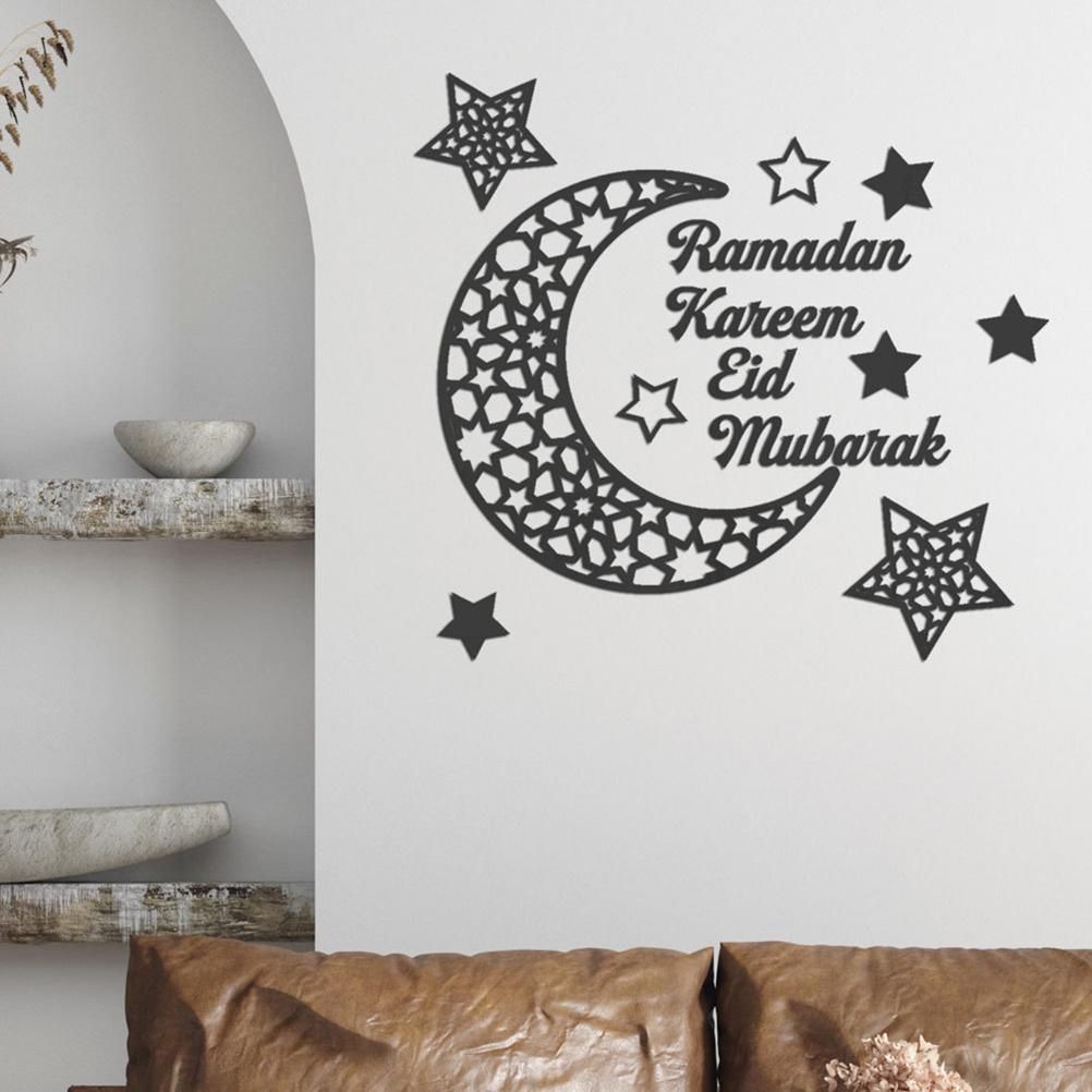 Ramadan Crescent Acrylic Mirror Sticker 3D Self Adhesive Wall Sticker for Doors Windows Closets V1294-YM0523-10338295