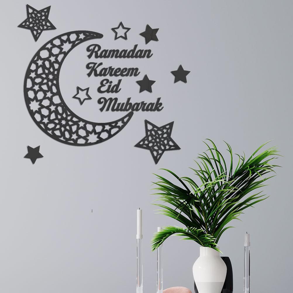 Ramadan Crescent Acrylic Mirror Sticker 3D Self Adhesive Wall Sticker for Doors Windows Closets V1294-YM0523-10338295