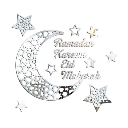 Ramadan Crescent Acrylic Mirror Sticker 3D Self Adhesive Wall Sticker for Doors Windows Closets V1294-YM0523-10338296