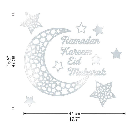 Ramadan Crescent Acrylic Mirror Sticker 3D Self Adhesive Wall Sticker for Doors Windows Closets V1294-YM0523-10338296