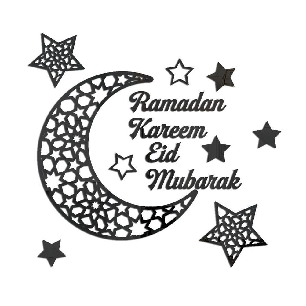 Ramadan Crescent Acrylic Mirror Sticker 3D Self Adhesive Wall Sticker for Doors Windows Closets V1294-YM0523-10338297