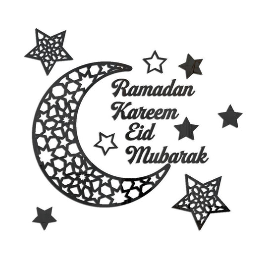 Ramadan Crescent Acrylic Mirror Sticker 3D Self Adhesive Wall Sticker for Doors Windows Closets V1294-YM0523-10338297