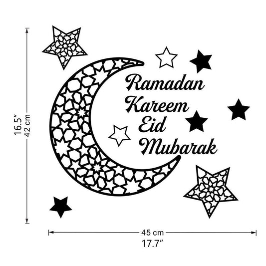 Ramadan Crescent Acrylic Mirror Sticker 3D Self Adhesive Wall Sticker for Doors Windows Closets V1294-YM0523-10338297