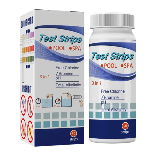 50Pcs 3 In 1 Test Strips Swimming Pool Water Quality Test Paper for Alkalinity Chlorine PH Free Chlorine V1294-YM0523-10338634