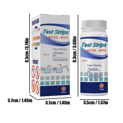50Pcs 3 In 1 Test Strips Swimming Pool Water Quality Test Paper for Alkalinity Chlorine PH Free Chlorine V1294-YM0523-10338634