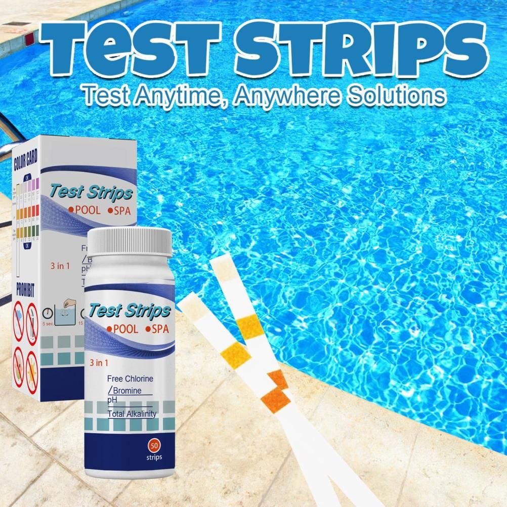 50Pcs 3 In 1 Test Strips Swimming Pool Water Quality Test Paper for Alkalinity Chlorine PH Free Chlorine V1294-YM0523-10338634