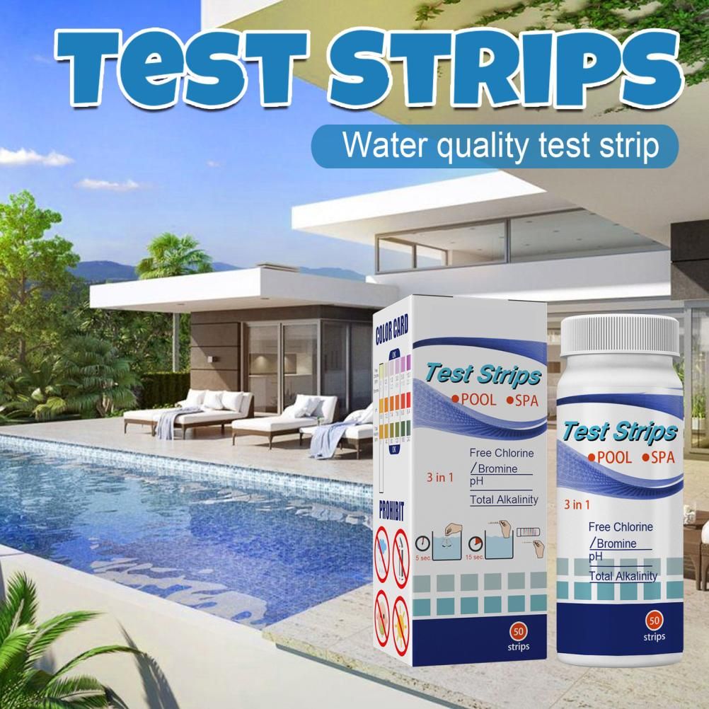 50Pcs 3 In 1 Test Strips Swimming Pool Water Quality Test Paper for Alkalinity Chlorine PH Free Chlorine V1294-YM0523-10338634