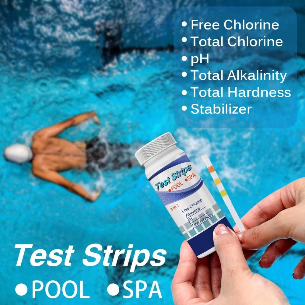 50Pcs 3 In 1 Test Strips Swimming Pool Water Quality Test Paper for Alkalinity Chlorine PH Free Chlorine V1294-YM0523-10338634